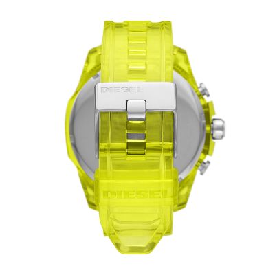 Montre chronographe Diesel Mega Chief en polyur thane jaune