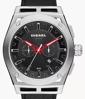 Diesel Timeframe Chronograph Black Leather Watch