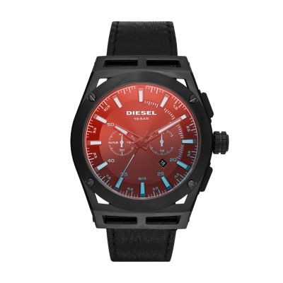 Diesel Timeframe Chronograph Black Leather Watch