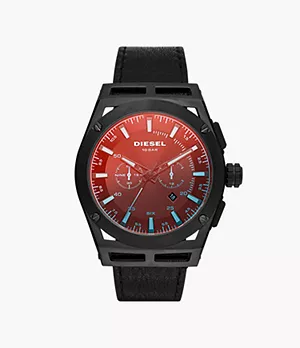 Montre chronographe Diesel Timeframe en cuir noir