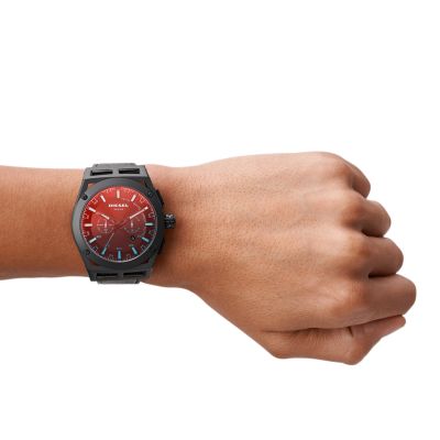 Diesel Timeframe Chronograph Black Leather Watch - DZ4544 - Watch