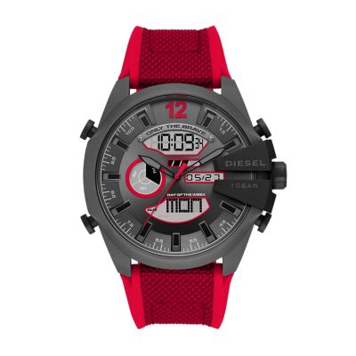 Diesel Mega Chief Analog-Digital Red Nylon and Silicone Watch