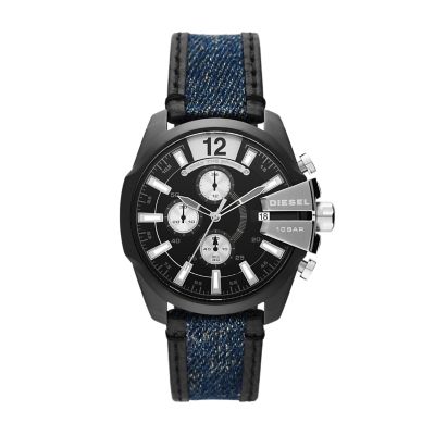 Diesel Baby Chief Chronograph - Watch Station Denim Two-Tone Leather Watch - DZ4568 and