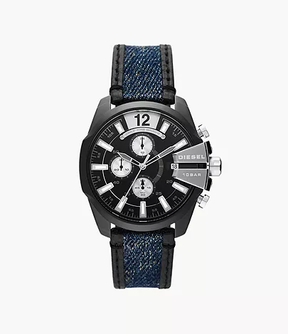 Diesel Baby Chief Chronograph Two-Tone Denim and Leather Watch - DZ4568 -  Watch Station