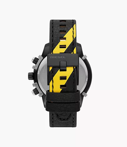 Diesel Griffed Chronograph Black Leather Watch - DZ4571 - Watch 