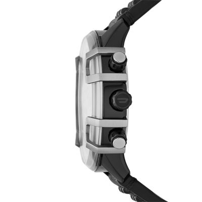 Diesel Griffed Chronograph Black Leather Watch - DZ4571 - Watch Station