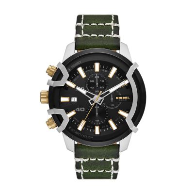 Diesel Griffed Chronograph Green Leather Watch