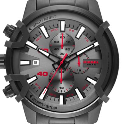 Diesel Uhr Chronograph Griffed Edelstahl anthrazit