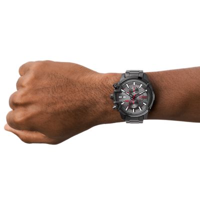 Diesel Griffed Chronograph Gunmetal-Tone Stainless Steel Watch