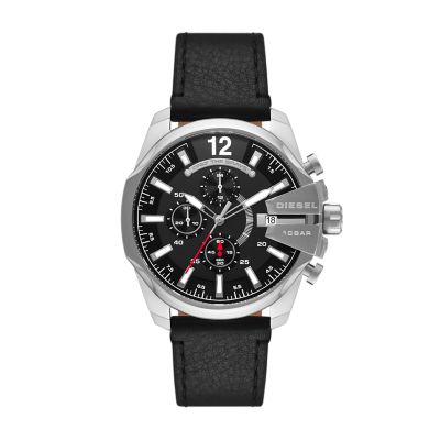 Diesel Baby Chief Chronograph Black Leather Watch - DZ4592 - Watch