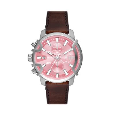 Diesel Griffed Chronograph Brown Leather Watch - DZ4602 - Watch Station