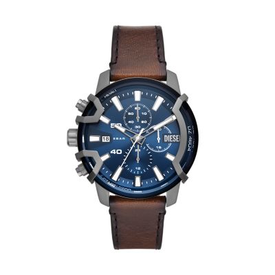 Diesel Men's Griffed Chronograph Brown Leather Watch - Brown