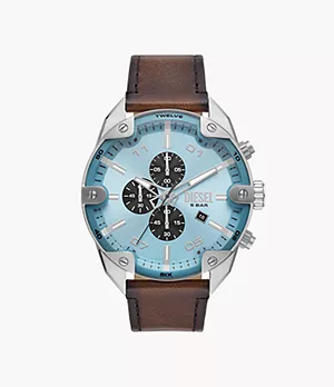 Diesel Spiked Chronograph Brown Leather Watch