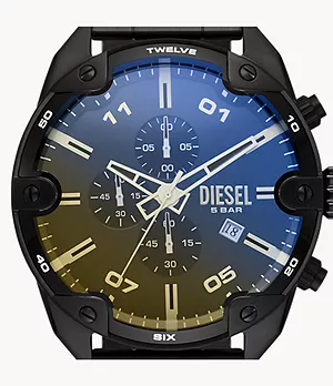 Montre chronographe en acier inoxydable ton noir Spiked Diesel