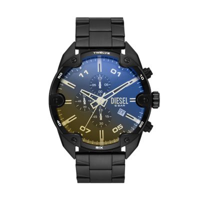 Diesel Men's Spiked Chronograph Black-Tone Stainless Steel Watch - Black