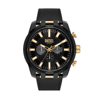 Black DZ4610 Split Station Watch Leather Watch - Diesel - Chronograph