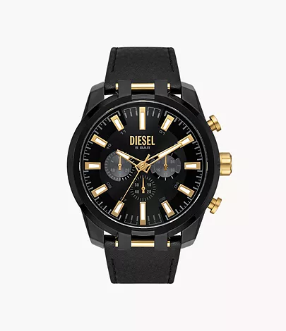 Diesel Split Chronograph Black Leather Watch - DZ4610 - Watch Station