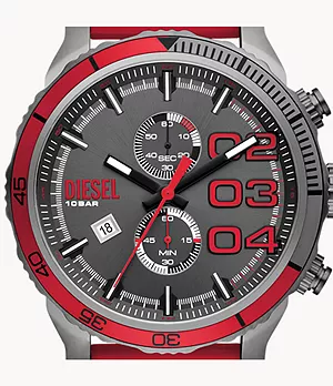 Diesel Double Down 2.0 Chronograph Red Silicone Watch