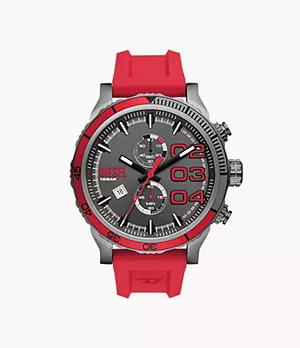 Diesel Double Down 2.0 Chronograph Red Silicone Watch