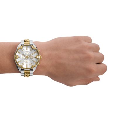 DIESEL スプリット ツートン ウォッチ DZ4625 Diesel Spiked Chronograph Two-Tone Stainless Steel Watch