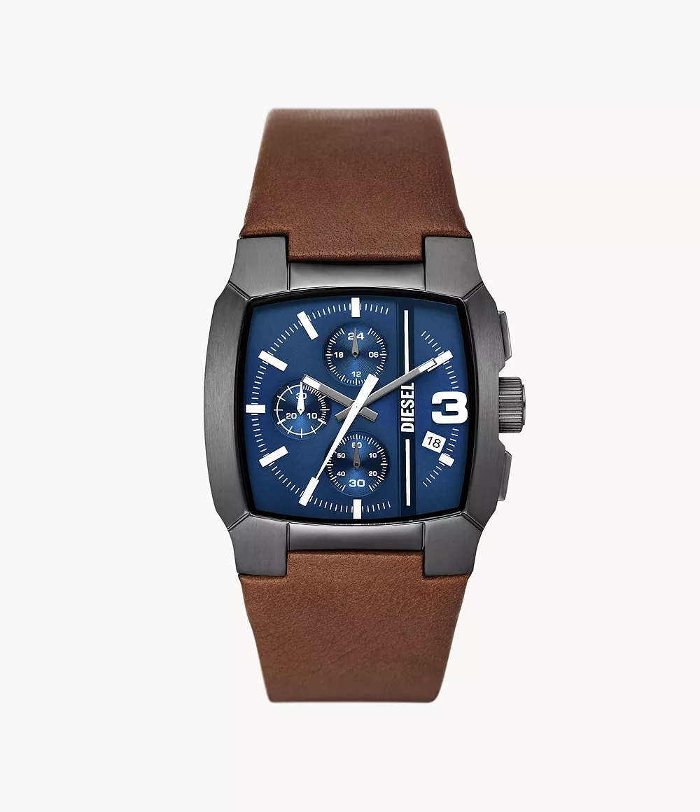 Diesel Cliffhanger Chronograph Brown Leather Watch - DZ4641 - Watch Station
