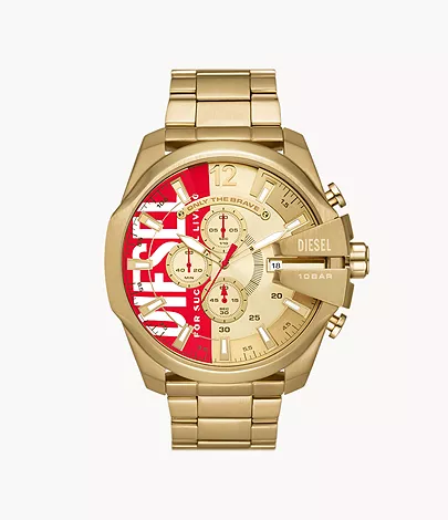 - Gold-Tone - Watch Diesel Watch DZ4642 Chronograph Chief Station Steel Stainless Mega