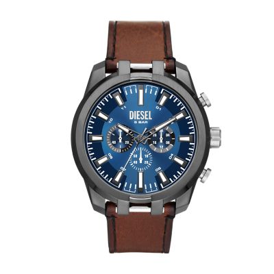 Diesel Split Chronograph Brown Leather Watch - DZ4643 - Watch Station