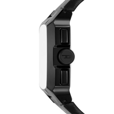 Diesel Cliffhanger Chronograph Black Leather Watch - DZ4645