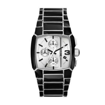 Diesel Men's Cliffhanger Chronograph Black Lacquer And Stainless Steel Watch - Black / Silver