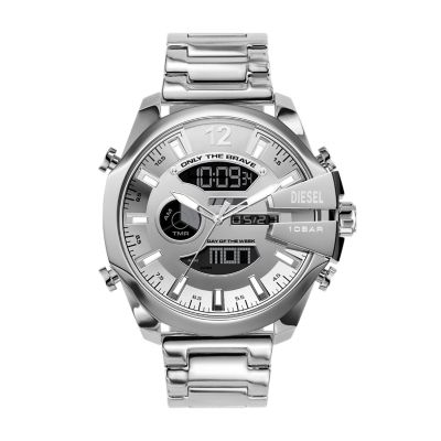 Diesel Men's Mega Chief Ana-Digi Stainless Steel Watch - Silver