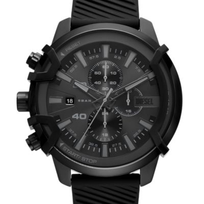 Diesel Set Uhr Chronograph Griffed Silikon schwarz Armband