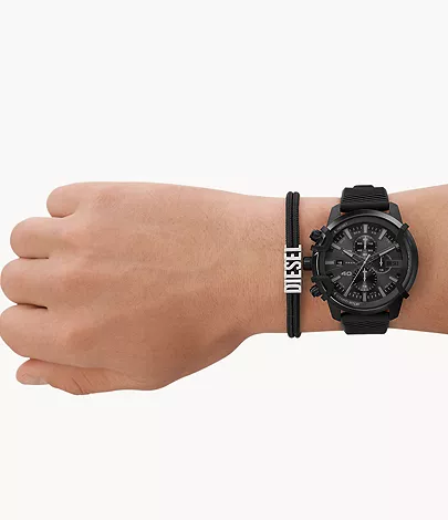 Black Chronograph Bracelet Diesel Station DZ4650SET Watch - Silicone and Set Watch - Griffed