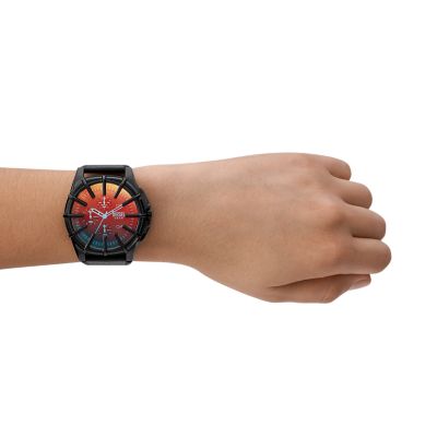 【DIESEL】Dss0024 Diesel Framed Chronograph Black Leather Watch - DZ4658