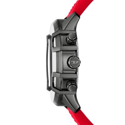 Diesel Griffed Chronograph Red Silicone Watch and Nylon