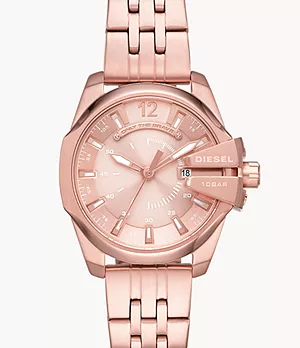 Diesel Baby Chief Three-Hand Date Rose Gold-Tone Stainless Steel Watch