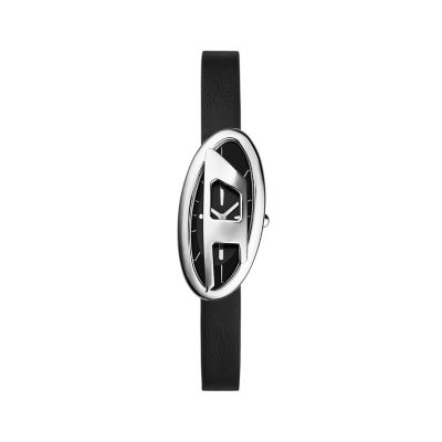 Black for Diesel D-Era Two-Hand White Leather Watch