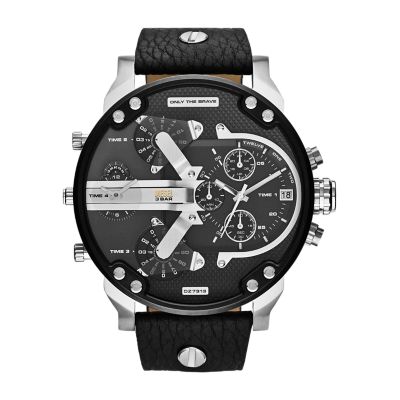 Diesel Men's Mr. Daddy 2.0 Multifunction Black Leather Watch