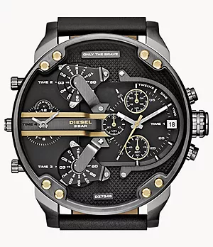 Diesel Men's Mr. Daddy 2.0 Multifunction Black Leather Watch