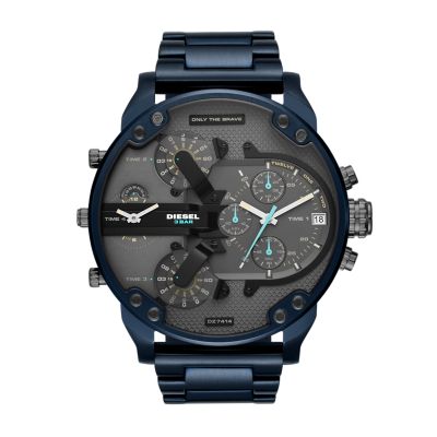 Montre chronographe Mr. Daddy 2.0 de Diesel en acier inoxydable bleu pour homme