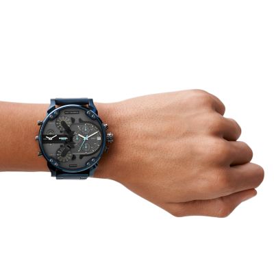 Montre chronographe en acier inoxydable bleu Mr. Daddy 2.0 pour