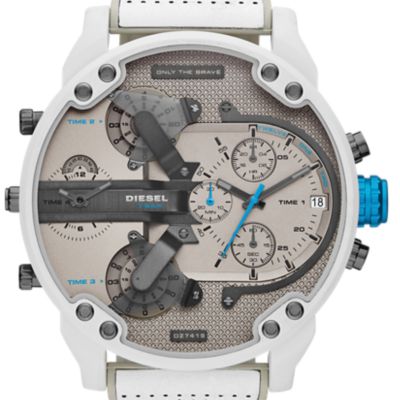 Diesel Men's Mr. Daddy 2.0 Chronograph White and Gray Leather Watch