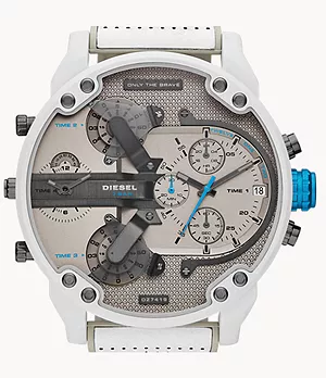 Diesel Men's Mr. Daddy 2.0 Chronograph White and Gray Leather Watch