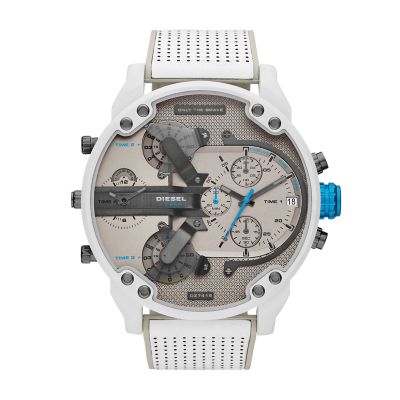 Diesel Men\'s Mr. Daddy 2.0 Chronograph White and Gray Leather Watch -  DZ7419 - Watch Station