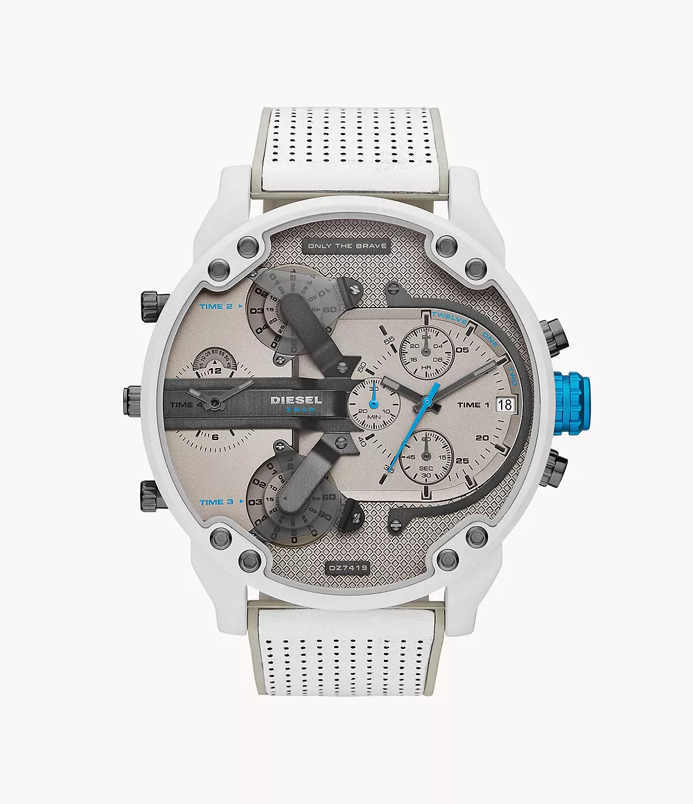 Diesel Men's Mr. Daddy 2.0 Chronograph White and Gray Leather Watch -  DZ7419 - Watch Station