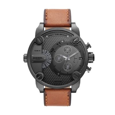 Diesel Little Daddy Chronograph Brown Leather Watch DZ7442