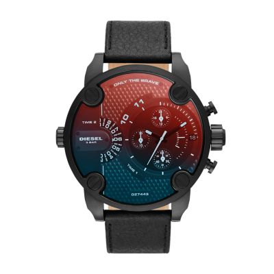 Diesel watch black hot sale leather strap