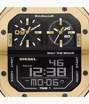 Diesel Clasher Ana-Digi Gold-Tone Stainless Steel Watch