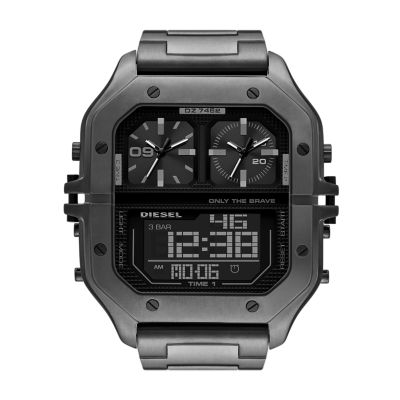 Diesel Clasher Ana-Digi Gunmetal-Tone Stainless Steel Watch