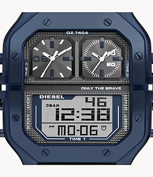 Diesel Uhr Clasher digital Edelstahl blau