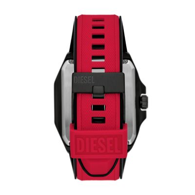 Silicone - and DZ7469 - Diesel Three-Hand Watch Red Station Watch Flayed Automatic Black